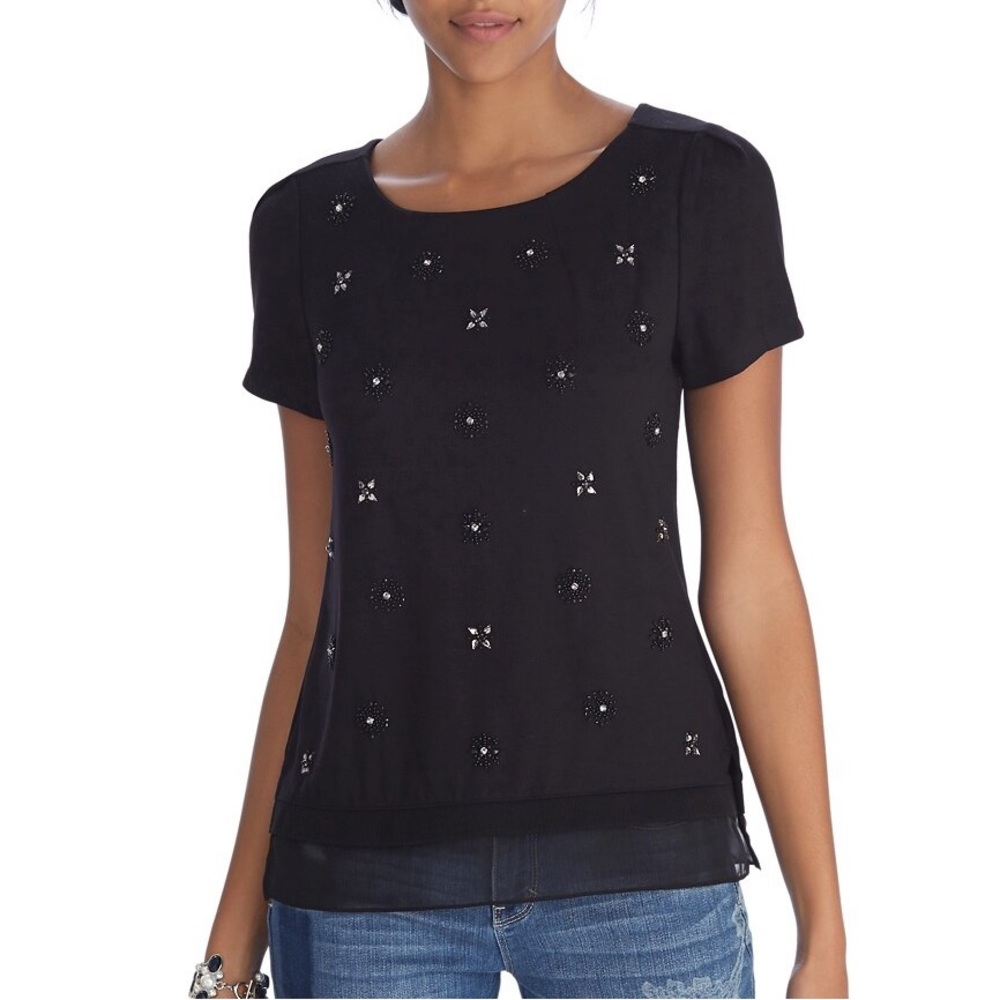WHBM EMBELLISHED SWEATSHIRT TEE